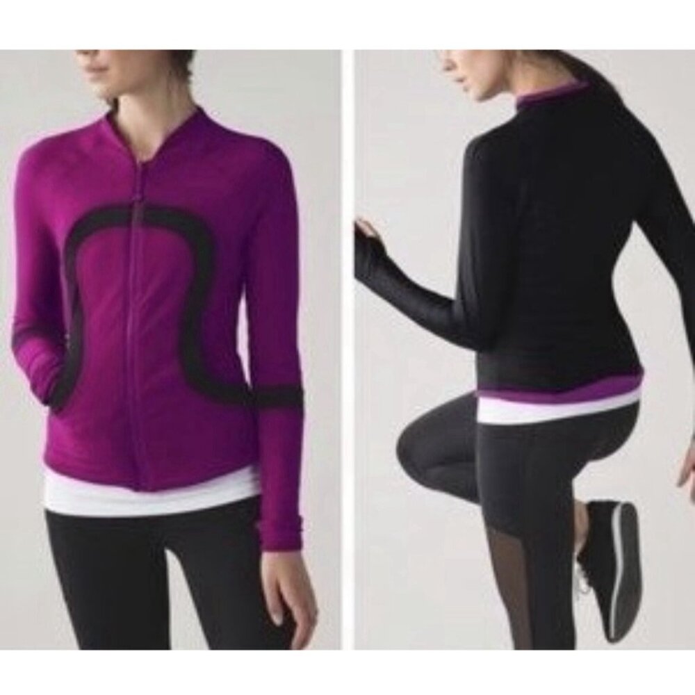 Lululemon Women’s Reversible Jacket 6 Find Your Bliss Black Purple Regal Plum - Picture 4 of 15